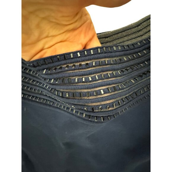 Boston Proper Navy Blue Embellished Illusion Soft Knit Sweater Top Shirt Size XS - Picture 4 of 10